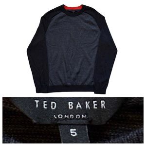 TED BAKER LONDON WOOL ACRYLIC MIX MEN’S BLACK CHARCOAL GRAY CREWNECK SWEATER